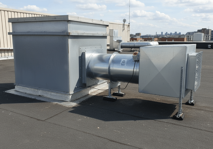 Désenfumage mécanique sur le toit d'un bâtiment